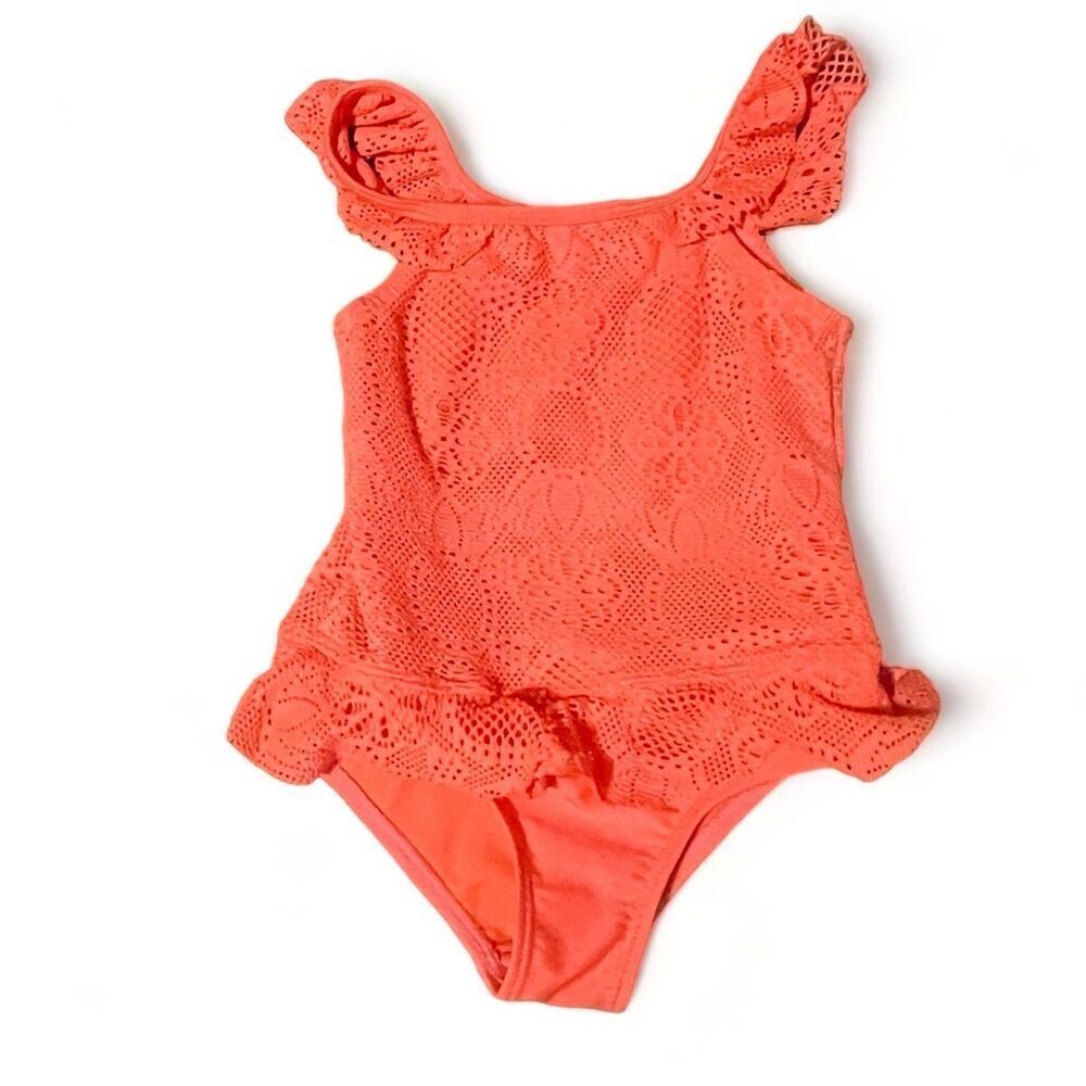Wonder Nation Toddler Girls One Piece Coral Swimsuit Swimwear bathing suit 3T